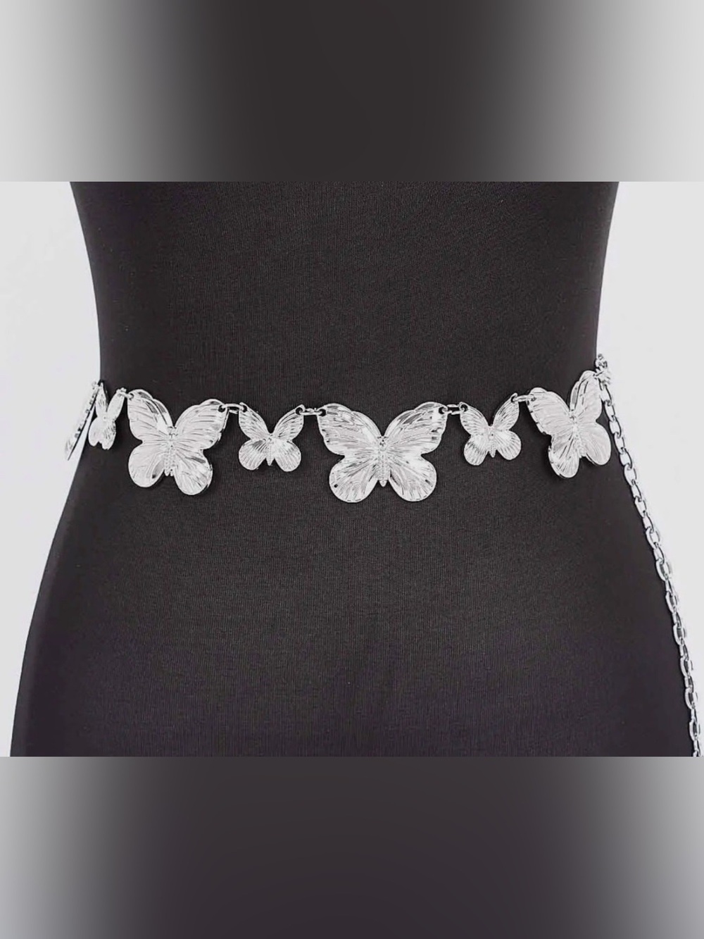 Audrey L Silver Butterfly Chain Belt